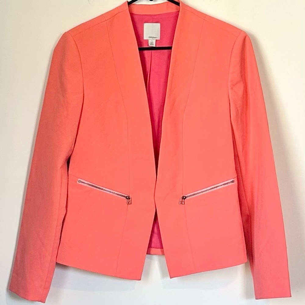 Halogen Vibrant Coral Open Front Blazer - Size: Small
